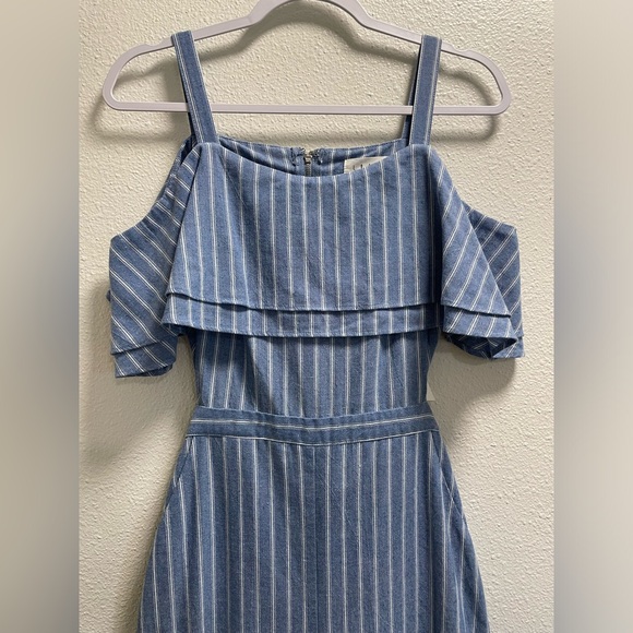 Lost + Wander Striped Jumpsuit Tank Top Off The Shoulders Back Cutout Pockets Sm - Picture 3 of 9